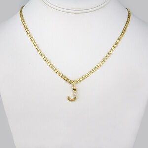 Gold Initial J Necklace